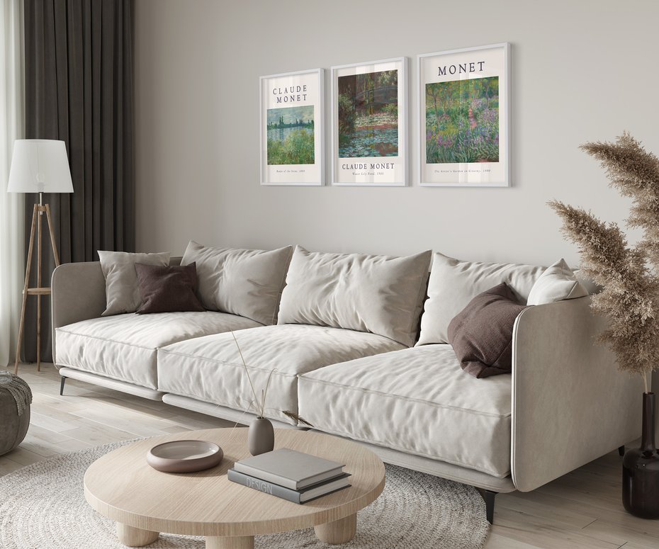 Zestaw obrazy w ramie 30x40 galeria - Monet, imprezjonizm, reprodukcja, sztuka - rama biała