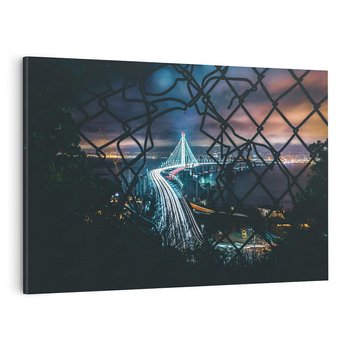 Obraz na płótnie 120x80 - Most nocą - Światła i refleksy - most, światła