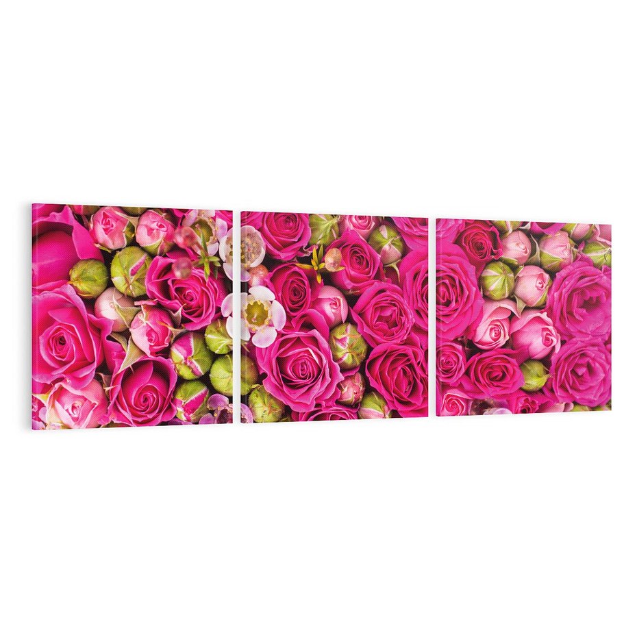 Obraz na płótnie 120x40 - Kwiatowa symfonia róż - róże, kwiaty