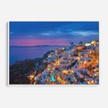 Obraz w ramie 70x50 - Wyblakłe wspomnienia gwiazd - Santorini, wieczór - rama biała