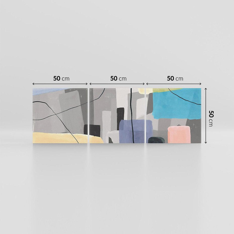 Obraz na płótnie 150x50 - Harmonia w chaosie serca - abstrakcja na szarym tle, kolorowe plamy koloru