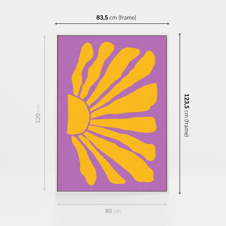 Obraz w ramie 80x120 - Podróżne Kontury - abstrakcyjny plakat, intensywne różowe tło - rama biała