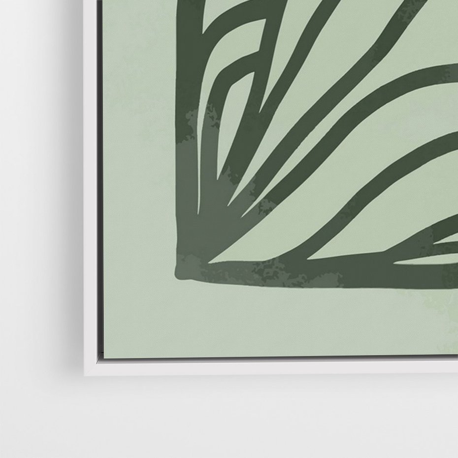 Obraz w ramie 50x70 - Zielonkawy Uścisk Natury - abstrakcyjny zielony motyw, skandynawski design - rama biała