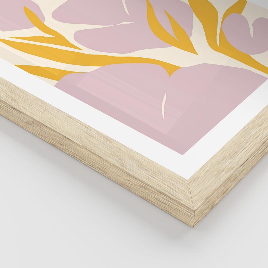 Plakat w ramie 40x50 - Migocące Wibracje - abstrakcyjne kwiaty, pastelowe kolory - rama drewno