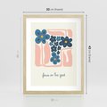 Plakat w ramie 30x40 - Linie kwiatowych marzeń - minimalistyczna kwiatowa kompozycja, pastelowe kolory - rama drewno