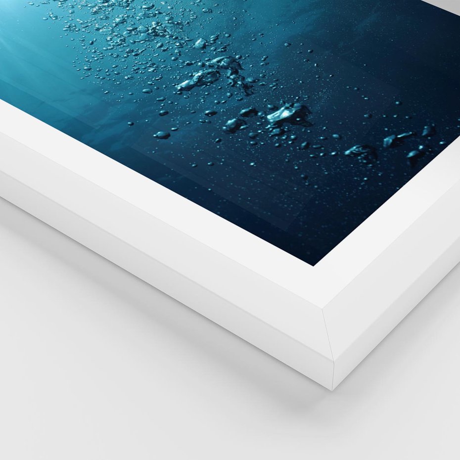 Plakat w ramie 30x40 - Gra Bąbelków - woda, bąbelki - rama biała