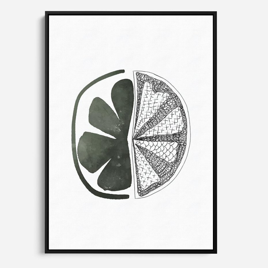 Obraz w ramie 50x70 - Cytrynowe Echo - minimalistyczny plakat, cytryna - rama czarna