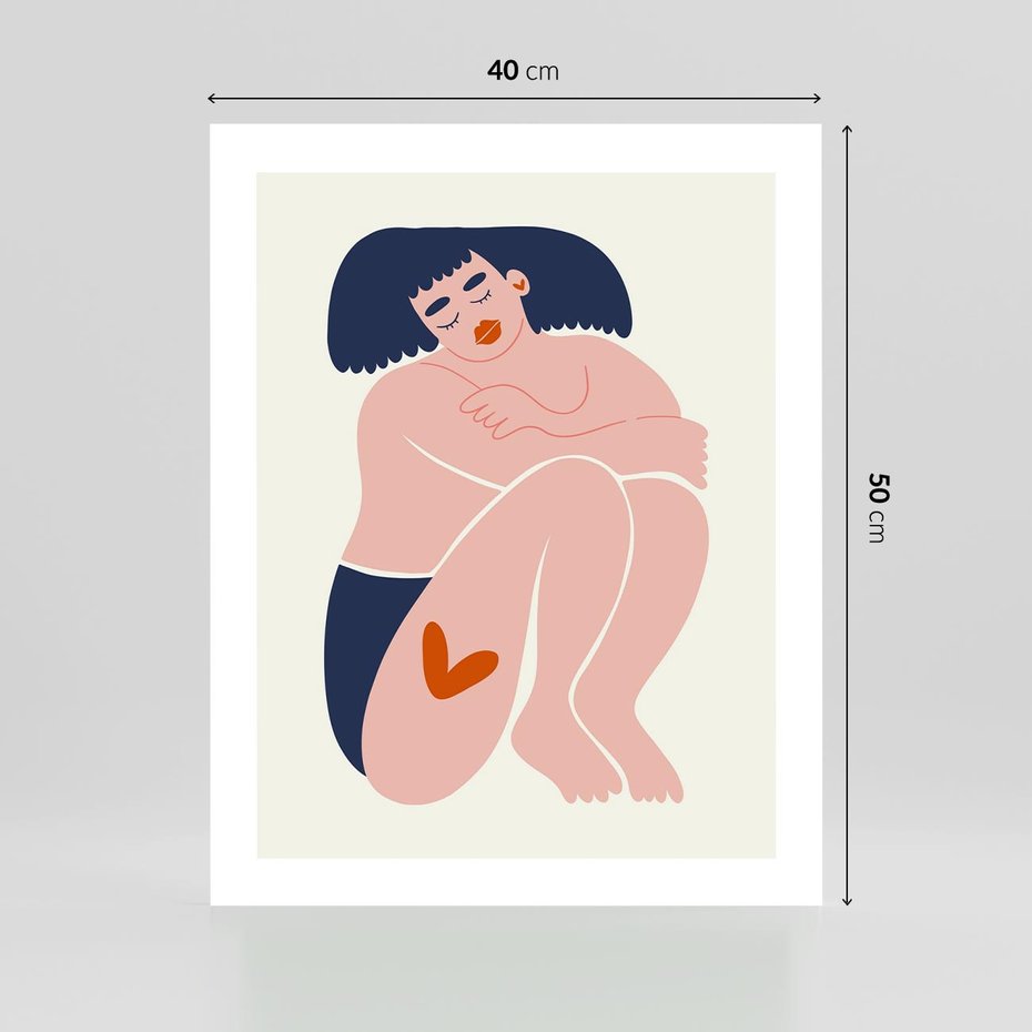 Plakat bez ramy 40x50 - Melodia snów na płótnie - zakochana kobieta, graficzny obraz