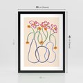 Plakat w ramie 30x40 - Migocące Pastelowe Impresje - minimalistyczny abstrakcyjny obraz, prymitywne kwiatki - rama czarna