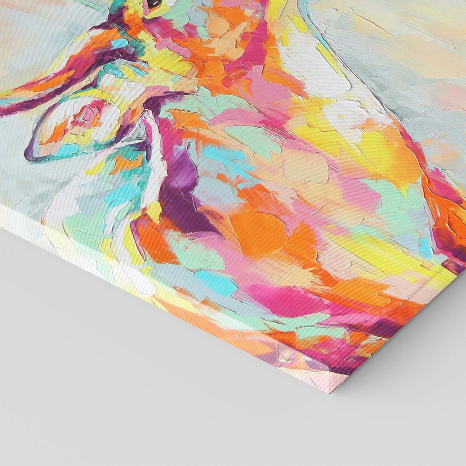 Obraz na płótnie 50x50 - Impresje snów malarza - kolorowy olejny obraz, jeleń ryczący na rykowisku