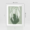 Plakat w ramie 40x50 - Zieleń Pulsującego Spokoju - zielona abstrakcja, zgaszona zieleń - rama biała