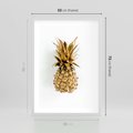 Plakat w ramie 50x70 - Ekskluzywny Akcent - złoty, ananas - rama biała