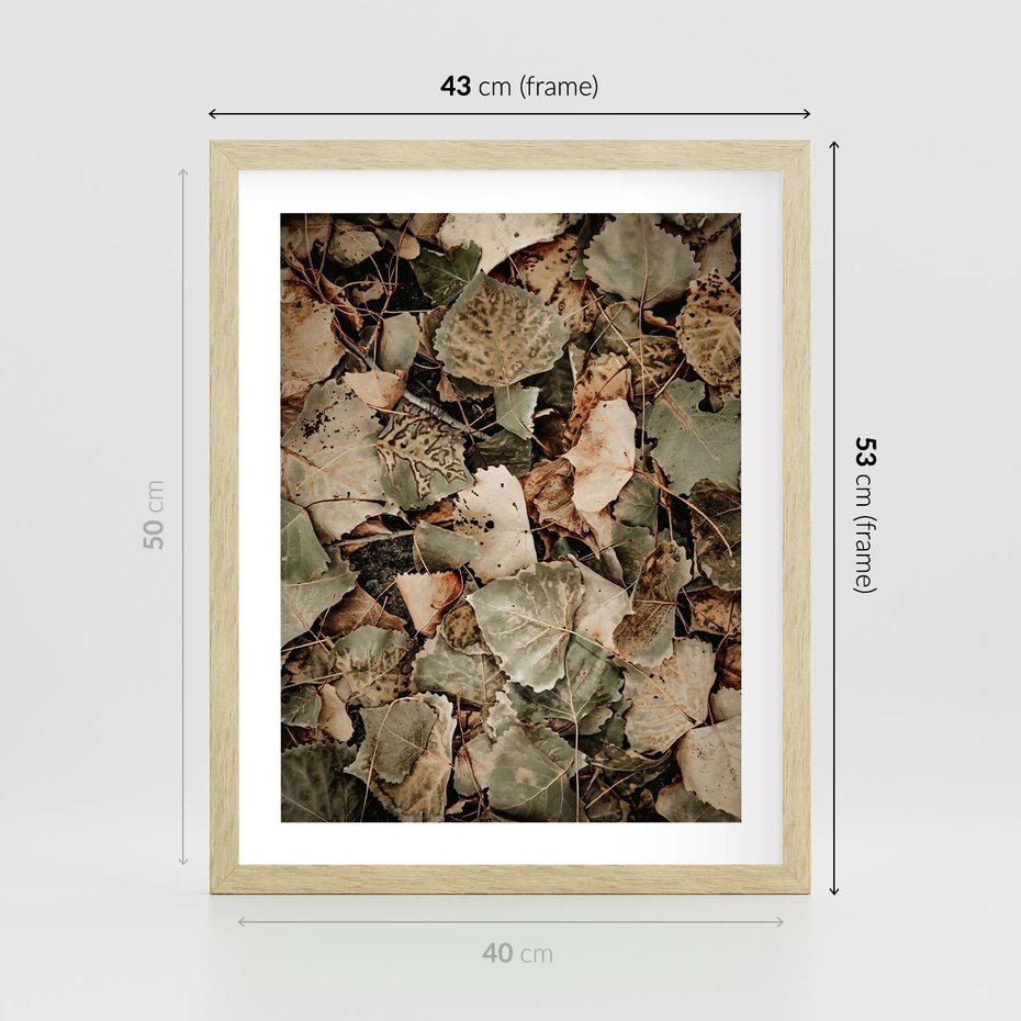 Plakat w ramie 40x50 - Magia Jesiennych Liści - liście, suche liście - rama drewno