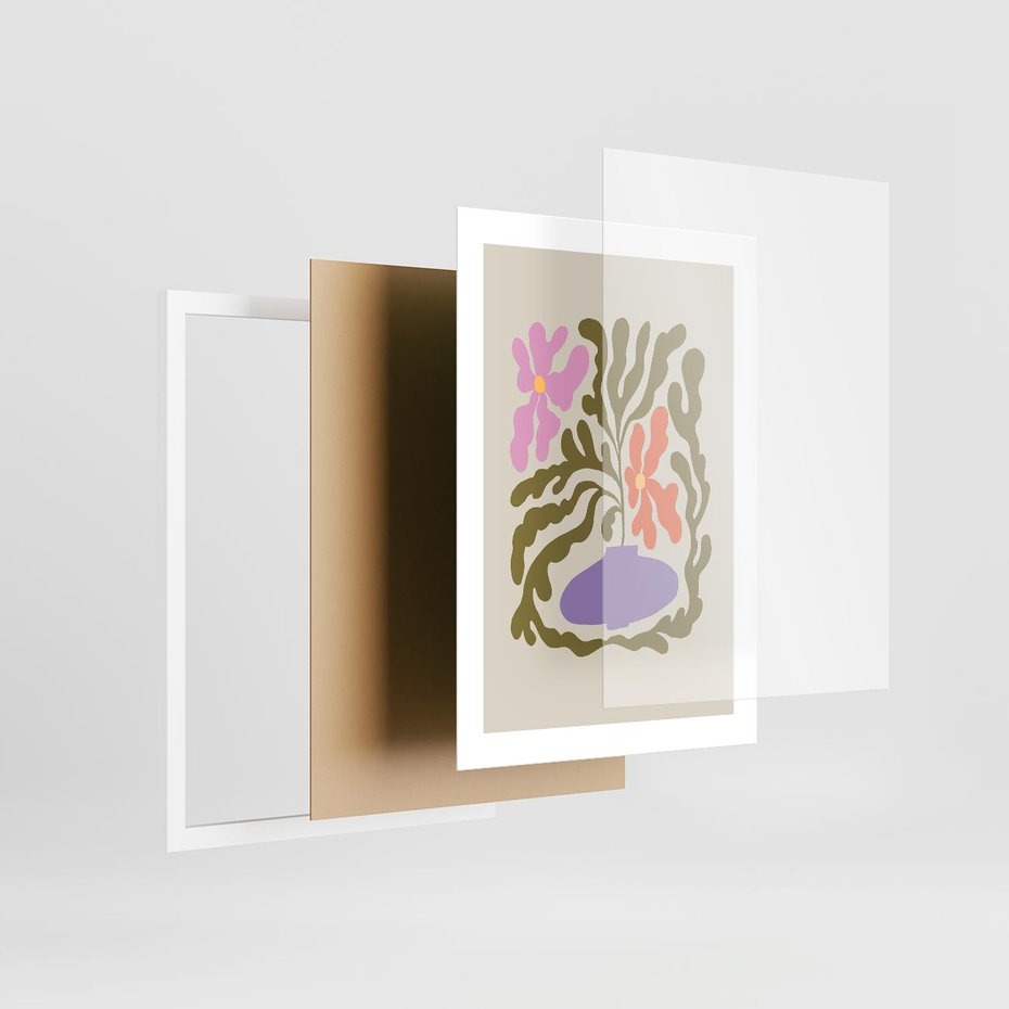 Plakat w ramie 30x40 - Kolorowe Echa - kwiaty, abstrakcja - rama biała