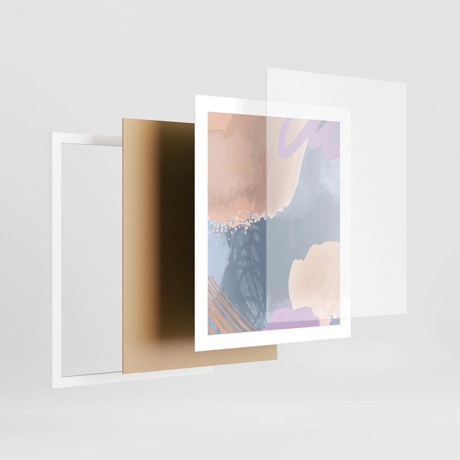 Plakat w ramie 40x50 - Rozmyte Akwarelowe Marzenia - abstrakcyjne akwarelowe plamy, pastele - rama biała