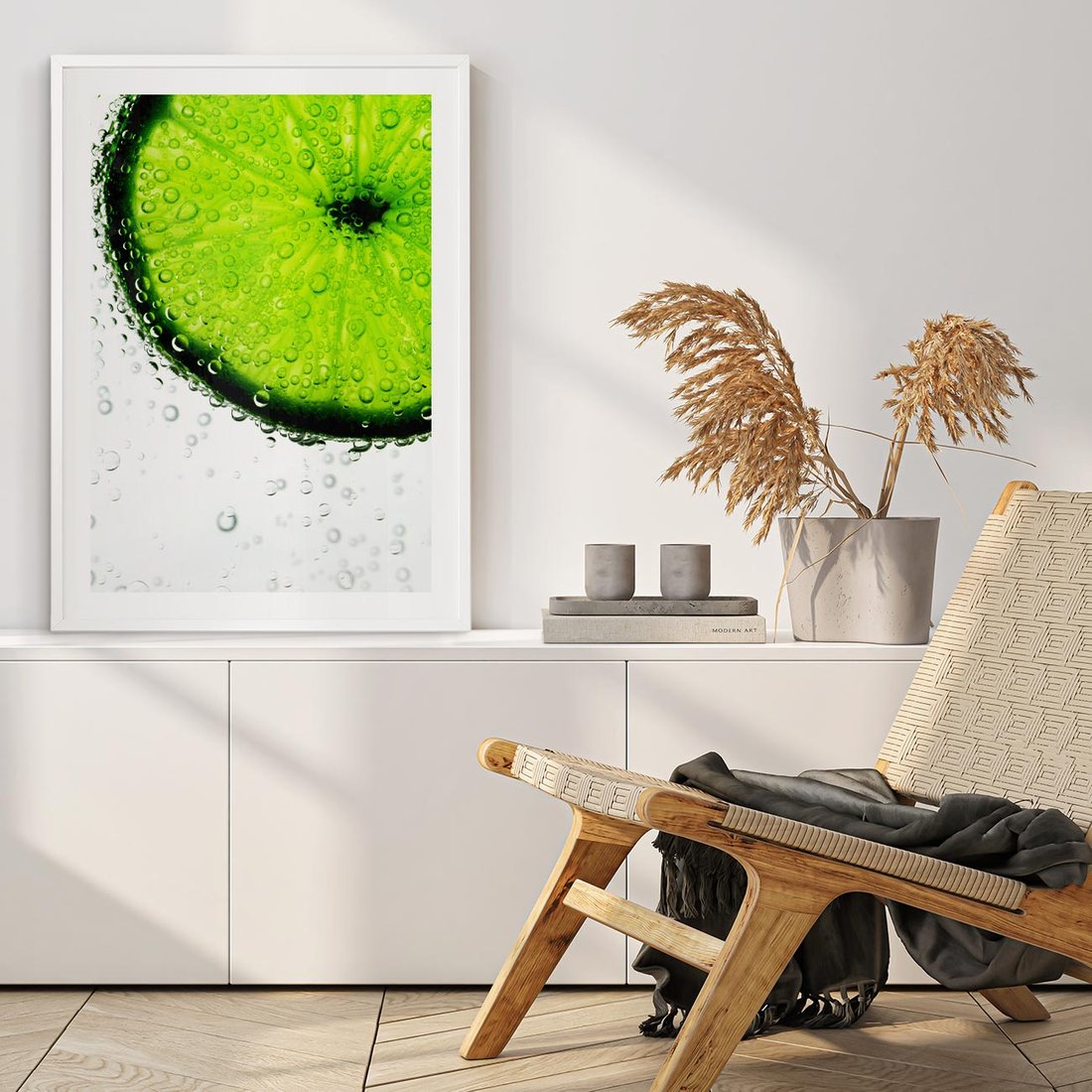 Plakat w ramie 40x50 - Świeżość i kwasowość limonki - limnka, owoce - rama biała