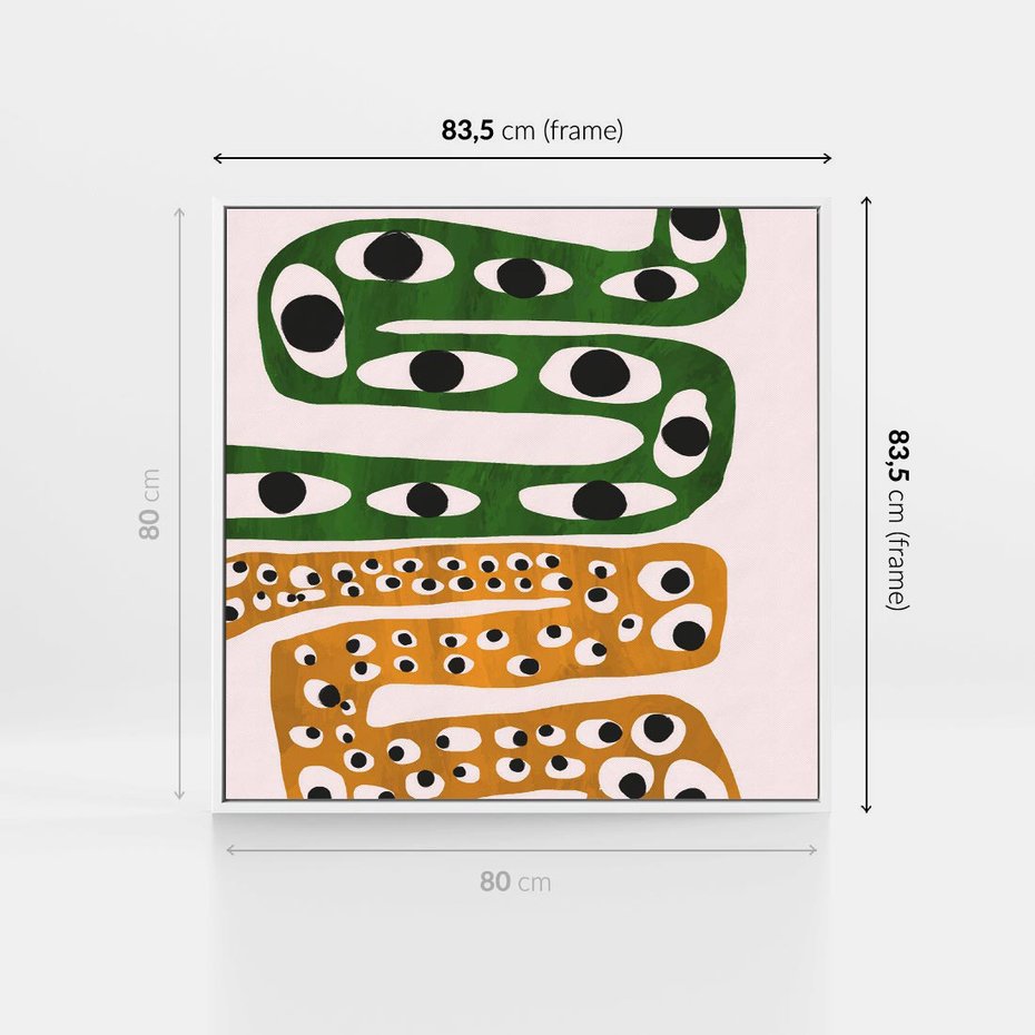 Obraz w ramie 80x80 - Mroczne Wypaczenia - abstrakcyjny obraz, dziwne kształty - rama biała