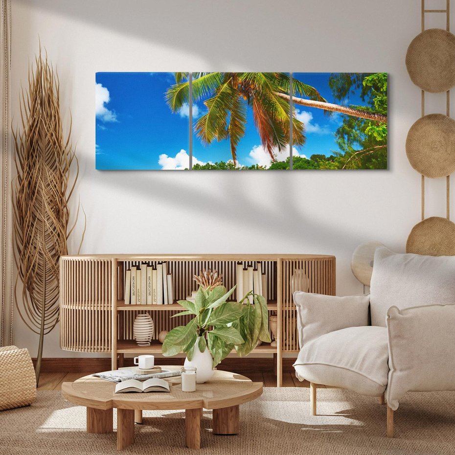 Obraz na płótnie 120x40 - Oaza palm na plaży - palma, plaża