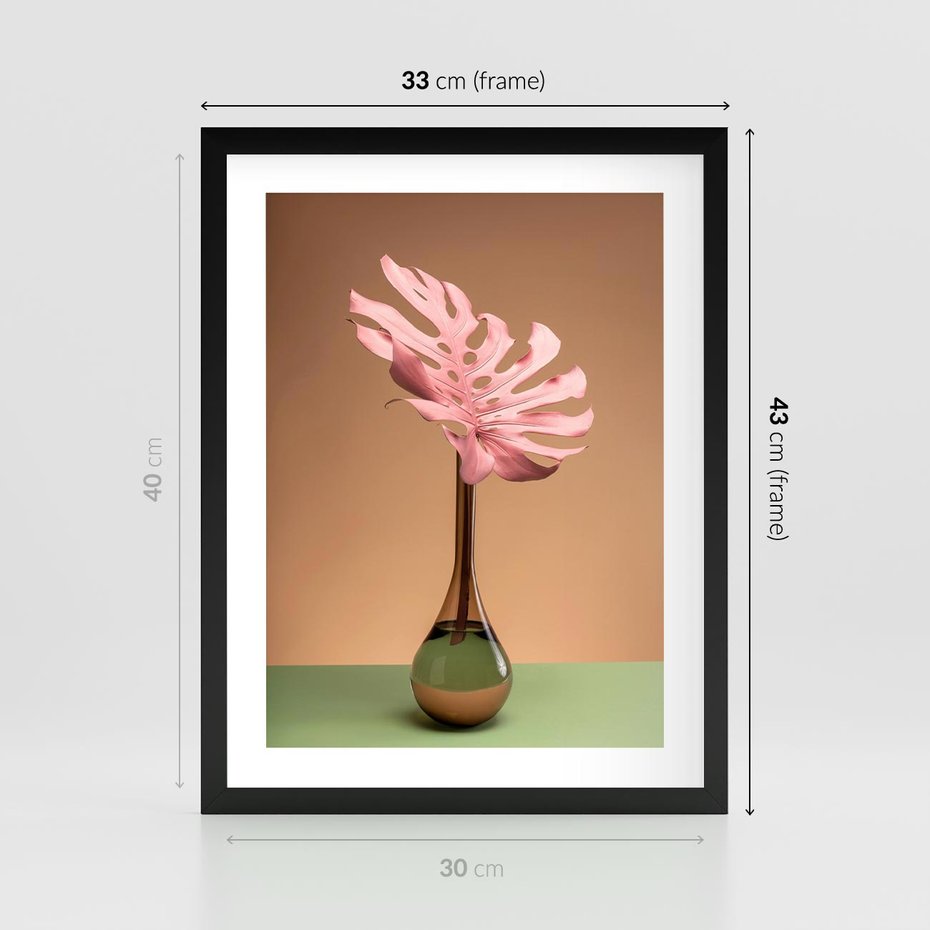 Plakat w ramie 30x40 - Wyjątkowy monstera - monstera, liść - rama czarna