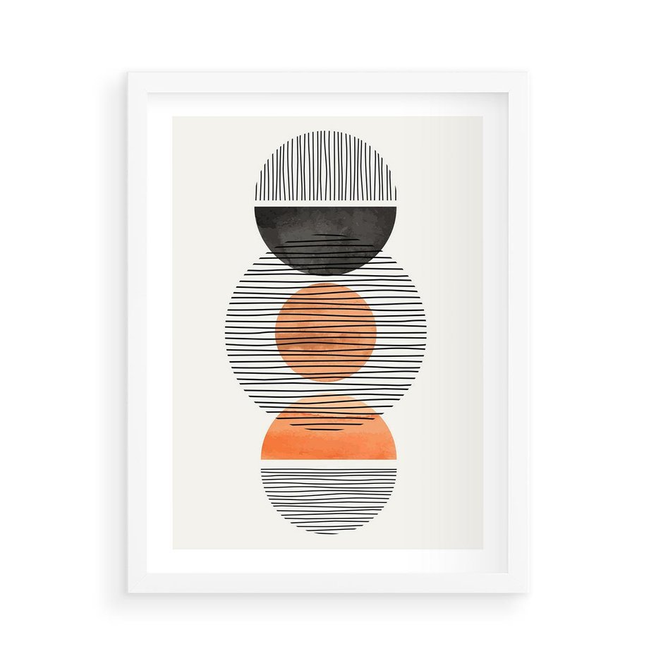 Plakat w ramie 50x70 - Geometryczna Abstrakcja - abstrakcja, nowoczesny obraz - rama biała