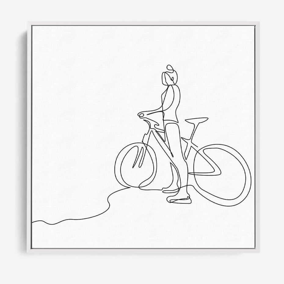 Obraz w ramie 80x80 - Minimalistyczna Przejażdżka - szkic, minimalizm - rama biała