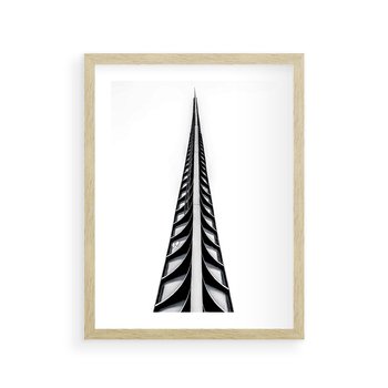 Plakat w ramie 30x40 - Majestatyczna Architektura - wysoki, strzelisty wieżowiec - rama drewno