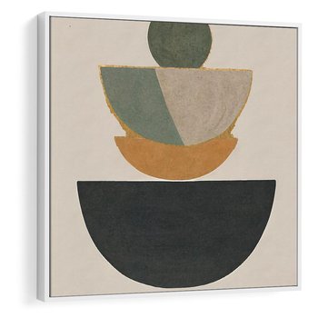 Obraz w ramie 50x50 - Podróżne Refleksyjne Odbicia - abstrakcyjny obraz, kolory ciepłe - rama biała