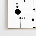 Obraz w ramie 50x50 - Nocne Zawirowania - abstrakcyjny plakat, czarne kropki i kreski - rama drewno