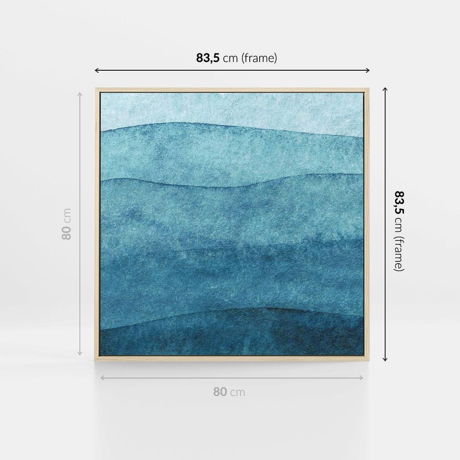 Obraz w ramie 80x80 - Kolorowe fale akwareli - akwarela, fale - rama drewno