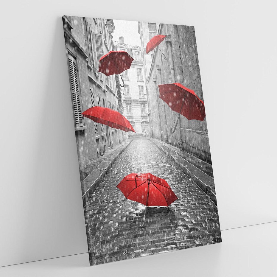 Obraz na płótnie 80x120 - Parasole w malowniczej uliczce - parasole, uliczka