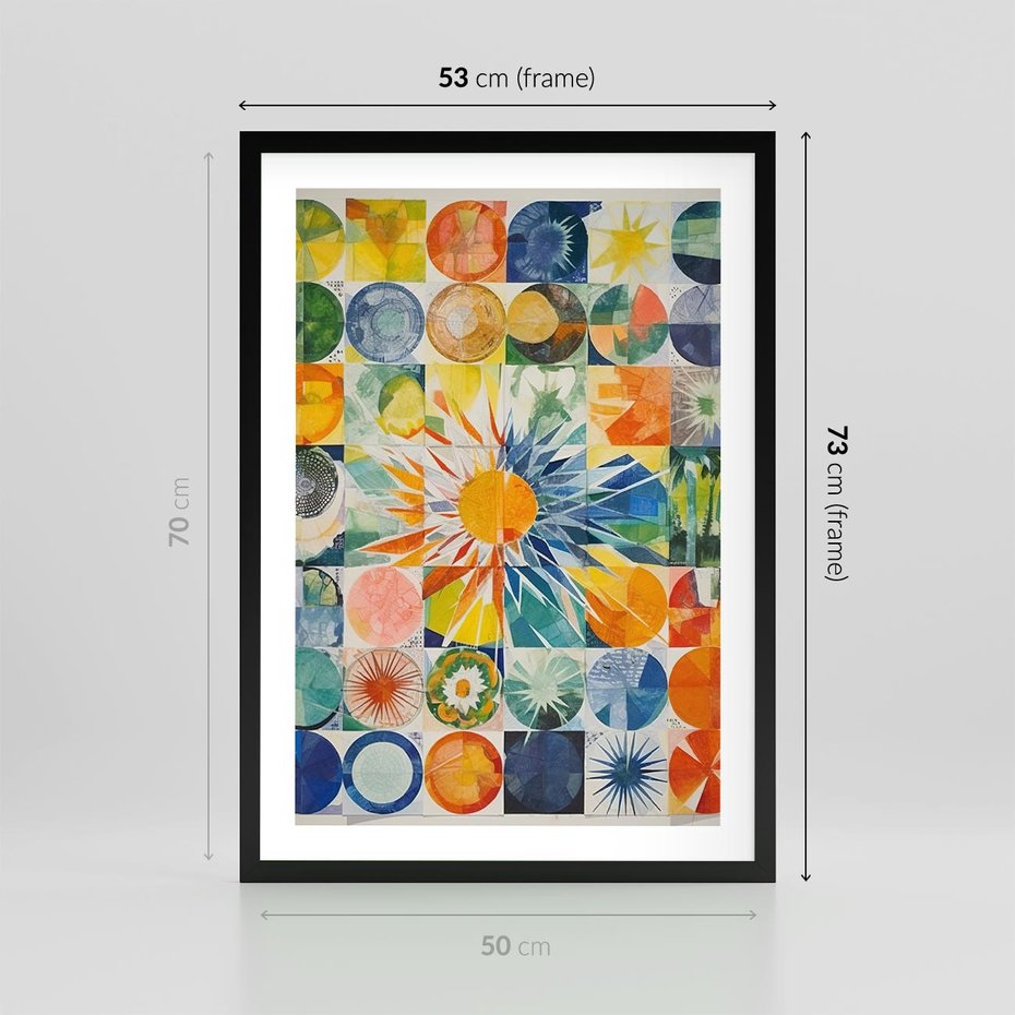 Plakat w ramie 50x70 - Rozkwitające Wzory Abstrakcji - abstrakcyjny obraz, mnogość kolorów - rama czarna