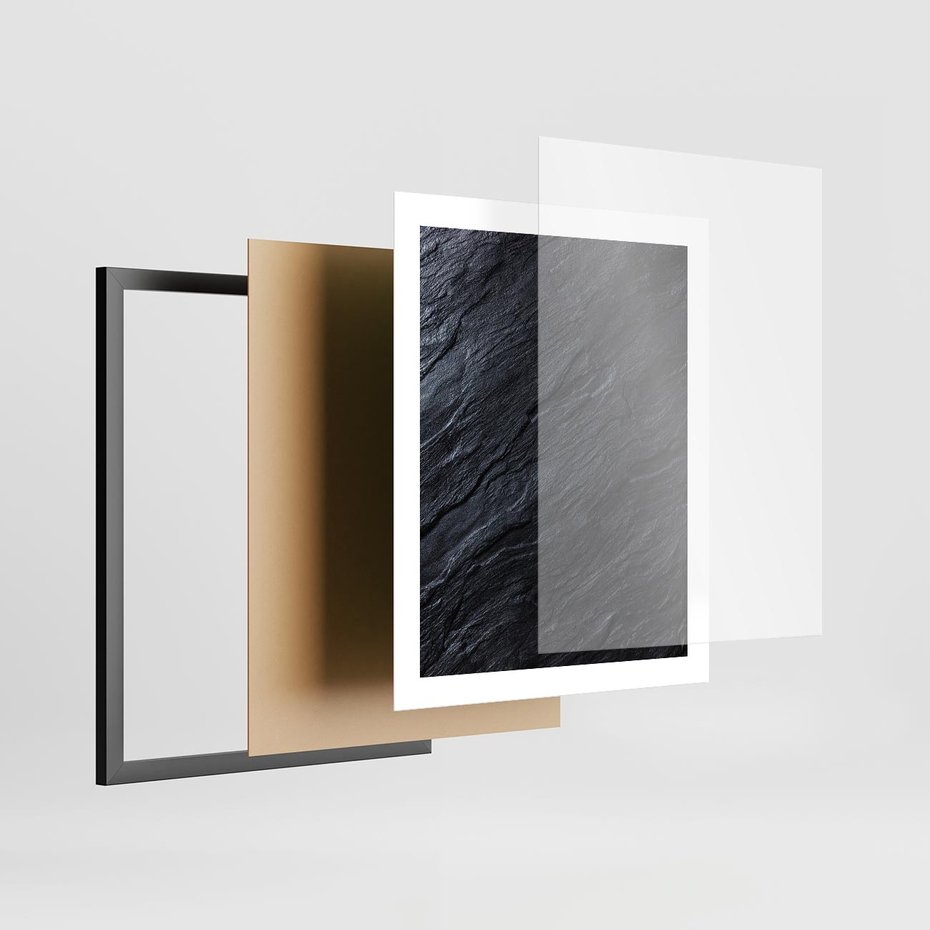 Plakat w ramie 40x50 - Kamienne tekstury w trójwymiarze - kamień, tekstura - rama czarna