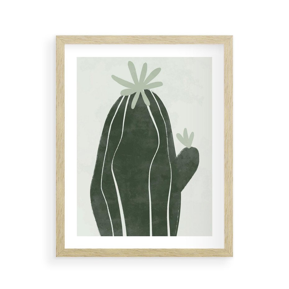 Plakat w ramie 40x50 - Zieleń Inspirującego Życia - zielony plakat, minimalizm - rama drewno