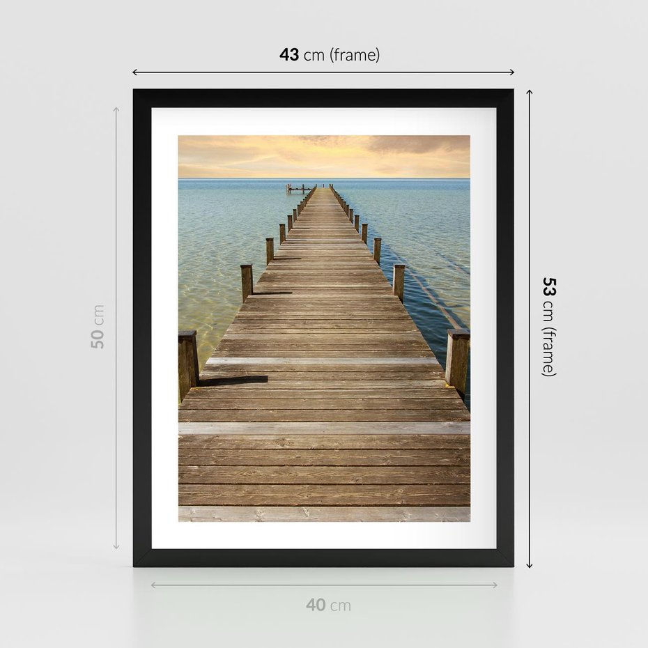 Plakat w ramie 40x50 - Pomost ku morzu - pomost, morze - rama czarna