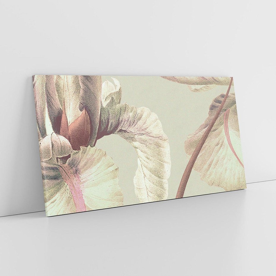 Obraz na płótnie 120x60 - Przenikanie światów barw - kwiaty vintage, tropikalne rośliny