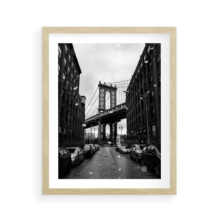 Plakat w ramie 40x50 - Ikona Miasta - Nowy Jork, most - rama drewno