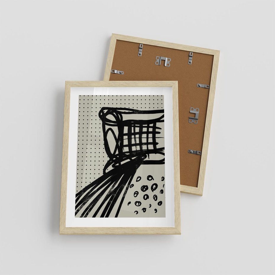 Plakat w ramie 30x40 - Złudne Kontemplacje - abstrakcyjna mroczna kompozycja, nieregularne - rama drewno