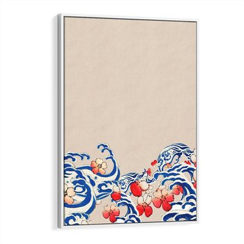 Obraz w ramie 80x120 - Japońska Harmonia: Falujące Kwiaty - japonia, orientalne kwiaty wiśni - rama biała