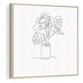 Obraz w ramie 80x80 - Tajemnicza Harmonia - sztuka one line, monstera - rama drewno