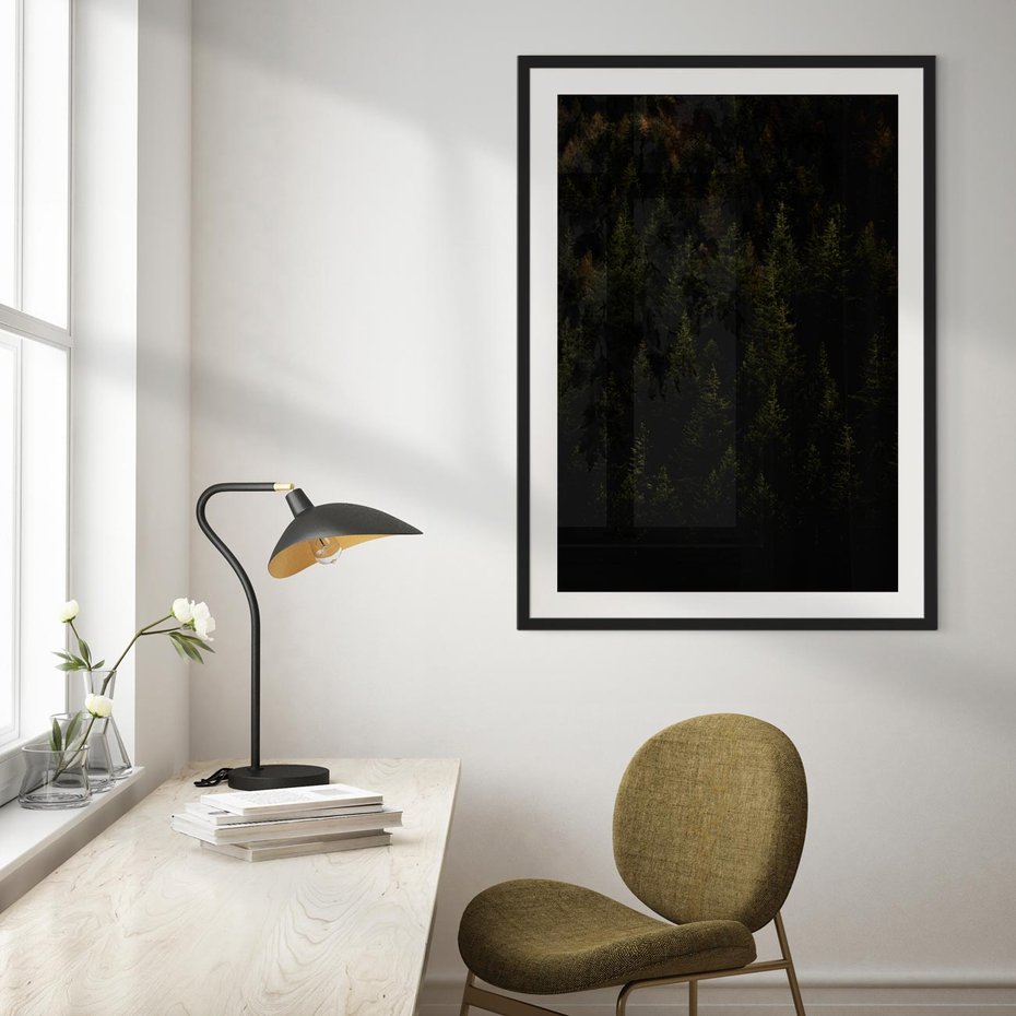 Plakat bez ramy 50x70 - Ciemny las iglasty - las, iglasty