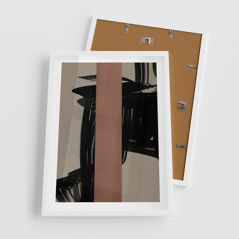 Plakat w ramie 50x70 - Niezwykłe Przeobrażenia - abstrakcja, czarne splatane linie - rama biała