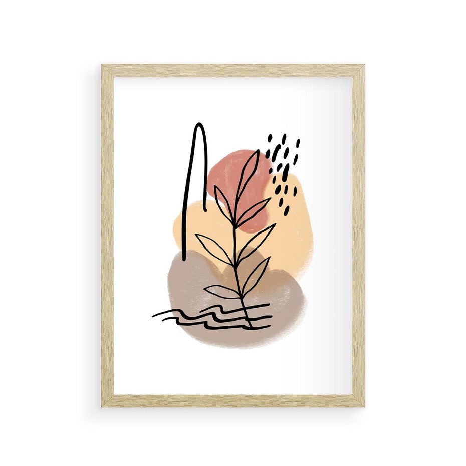 Plakat w ramie 30x40 - Konturem Przenikające - abstrakcja, sztuka nowoczesna - rama drewno