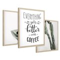 Zestaw obrazy w ramie 50x70 galeria - Kawa, typografia, do, kuchni - rama drewno