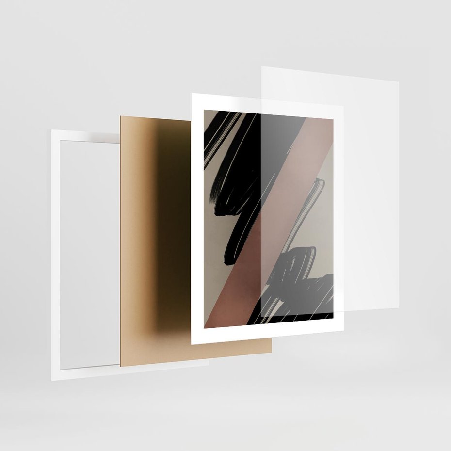 Plakat w ramie 40x50 - Mroczne Refrakcje - abstrakcja, czarne splatane linie - rama biała