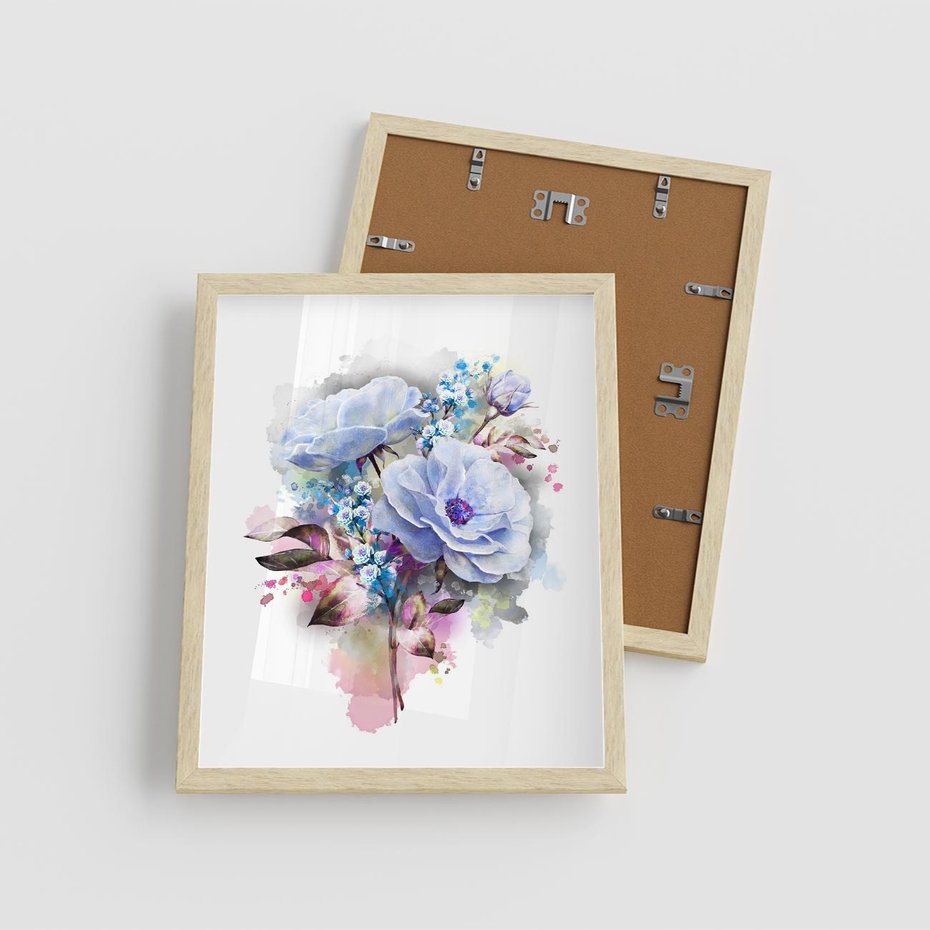 Plakat w ramie 40x50 - Kolorowa Ekspresja - kwiaty, graficzne - rama drewno