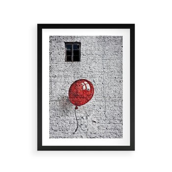 Plakat w ramie 40x50 - Mur Balonów - mur, balon - rama czarna