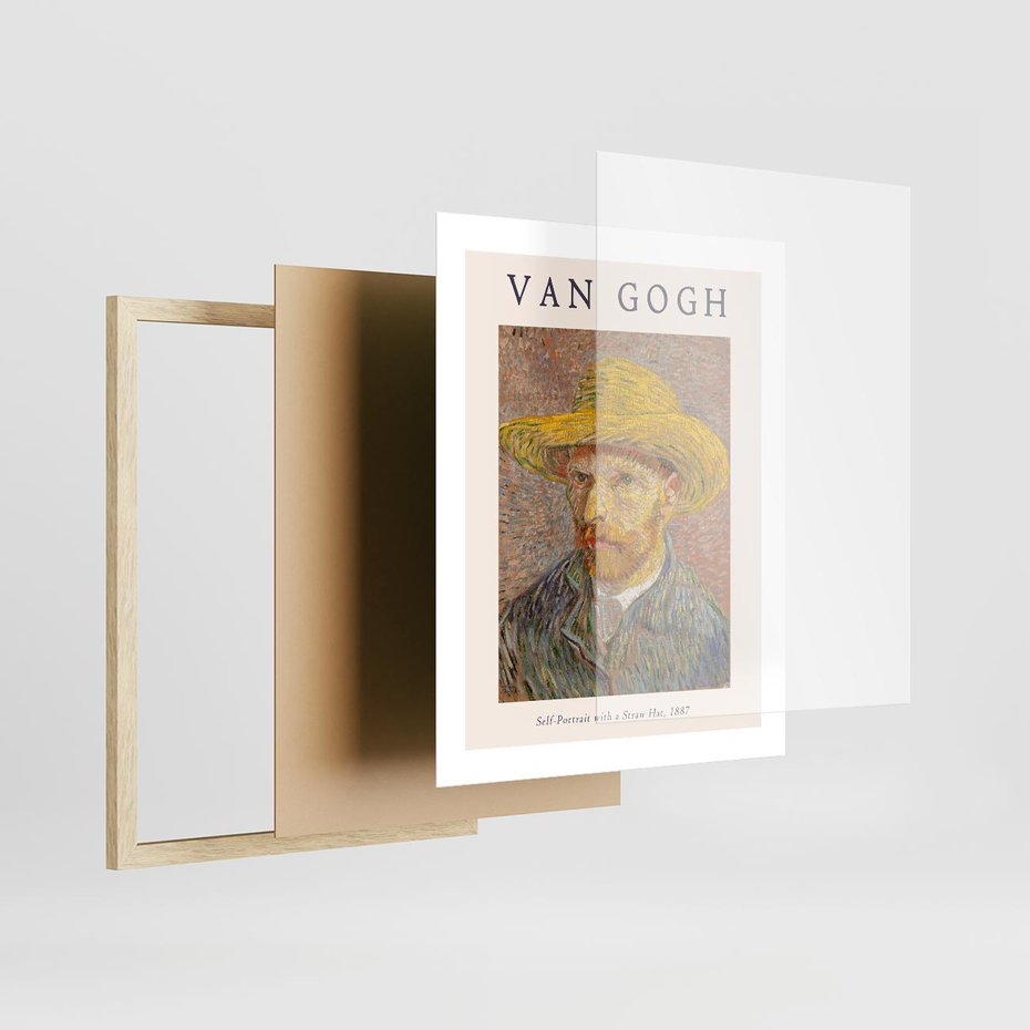 Plakat w ramie 40x50 - Autoportret van Gogha - van gogh, autoportret - rama drewno