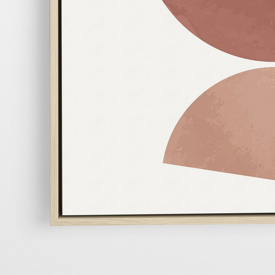 Obraz w ramie 80x120 - Abstrakcyjne Widzenia - abstrakcyjne geometryczne kształty, odcienie brązu i beżu - rama drewno