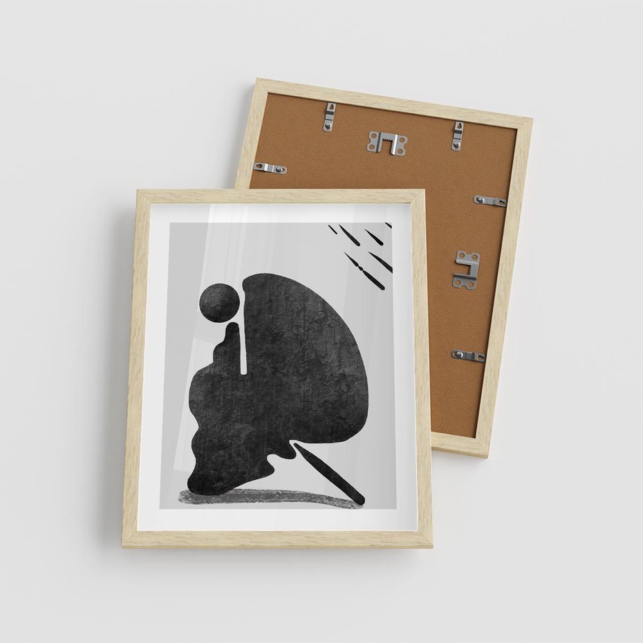 Plakat w ramie 40x50 - Abstrakcyjna Japońska Sztuka - abstrakcja, sztuka japońska - rama drewno