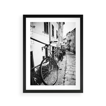 Plakat w ramie 50x70 - Rower w Kontraście - rower, czarno - rama czarna